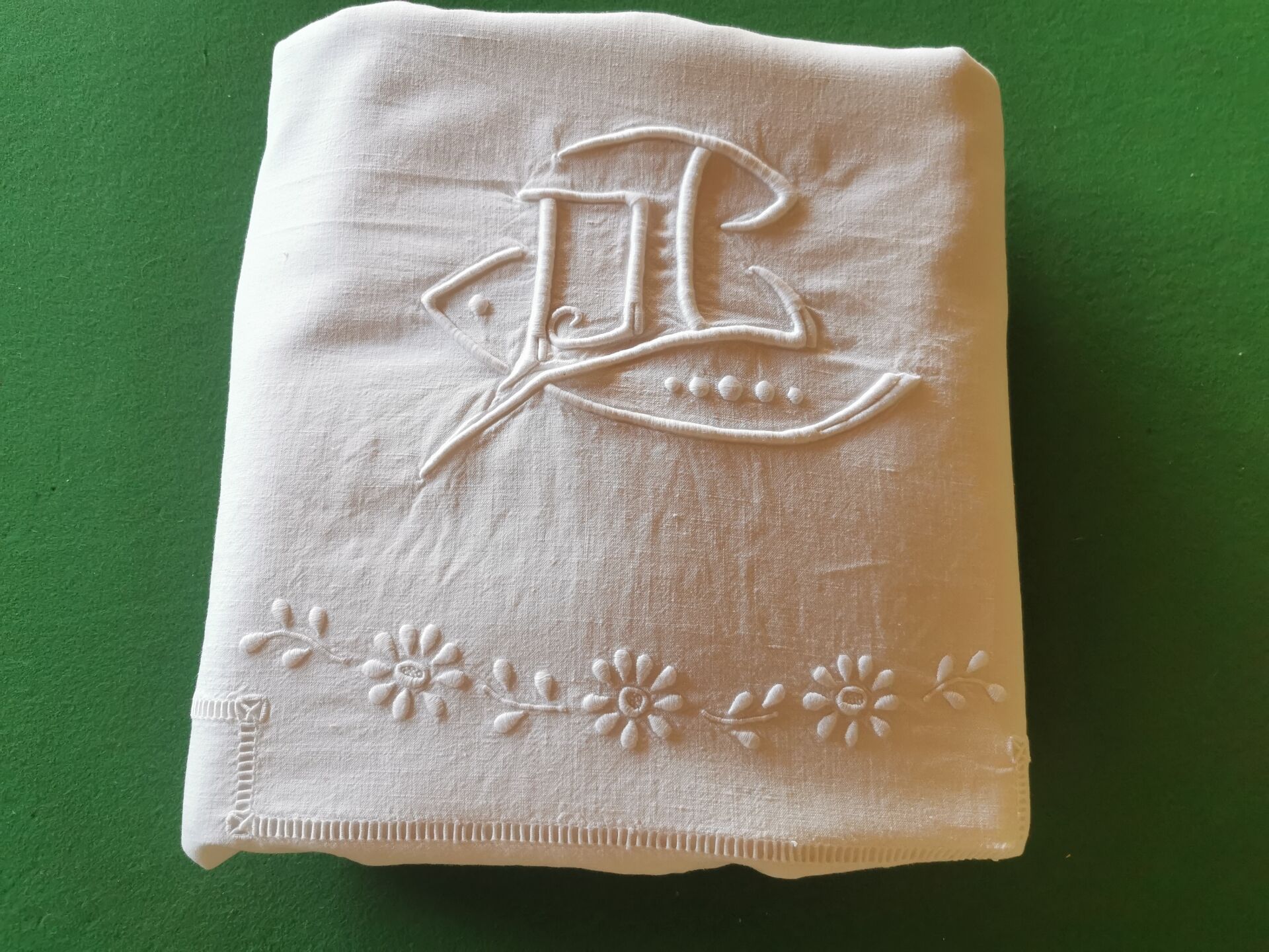 Old monogrammed fabric