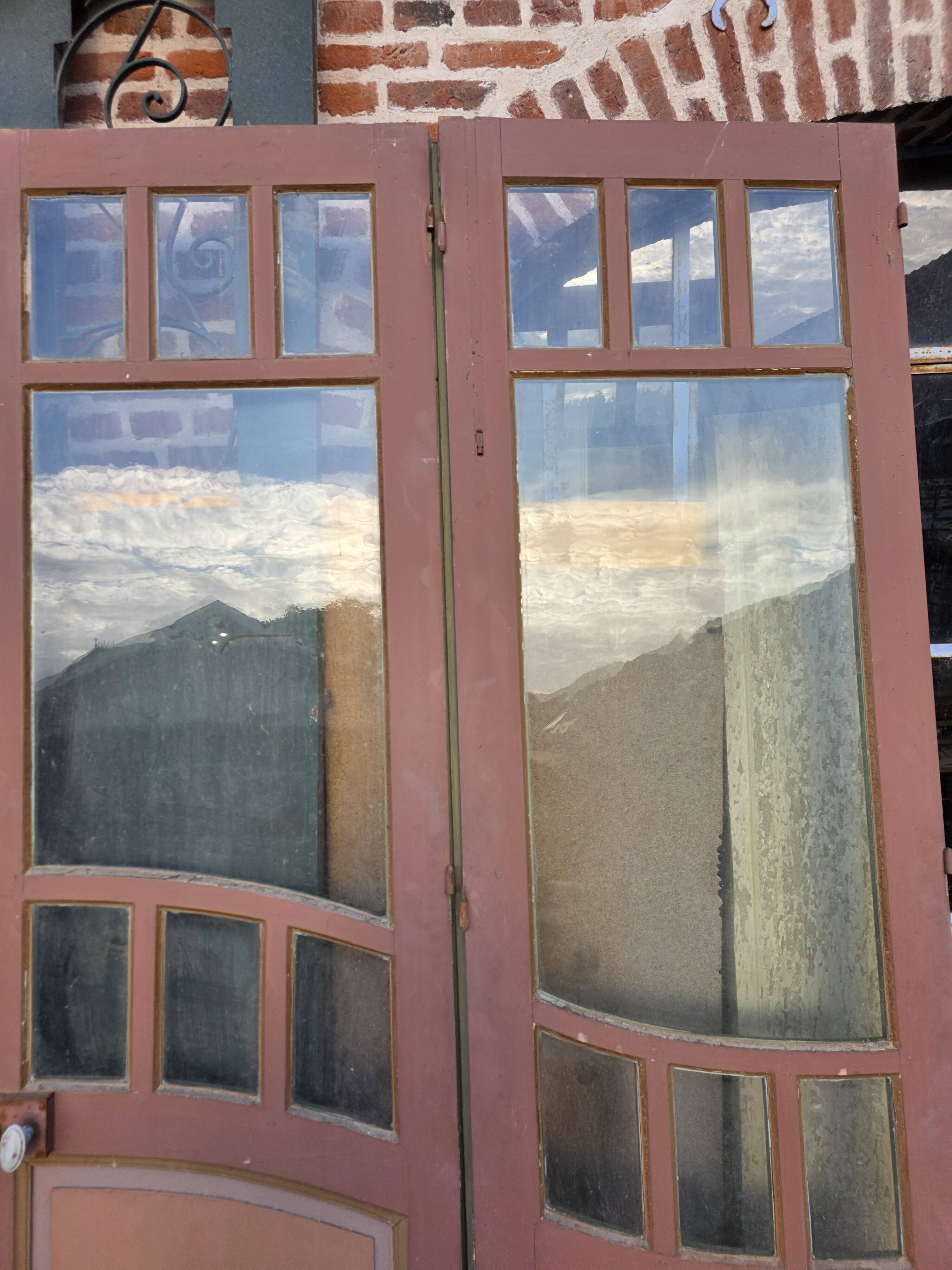 4 Art Nouveau partition doors + transom