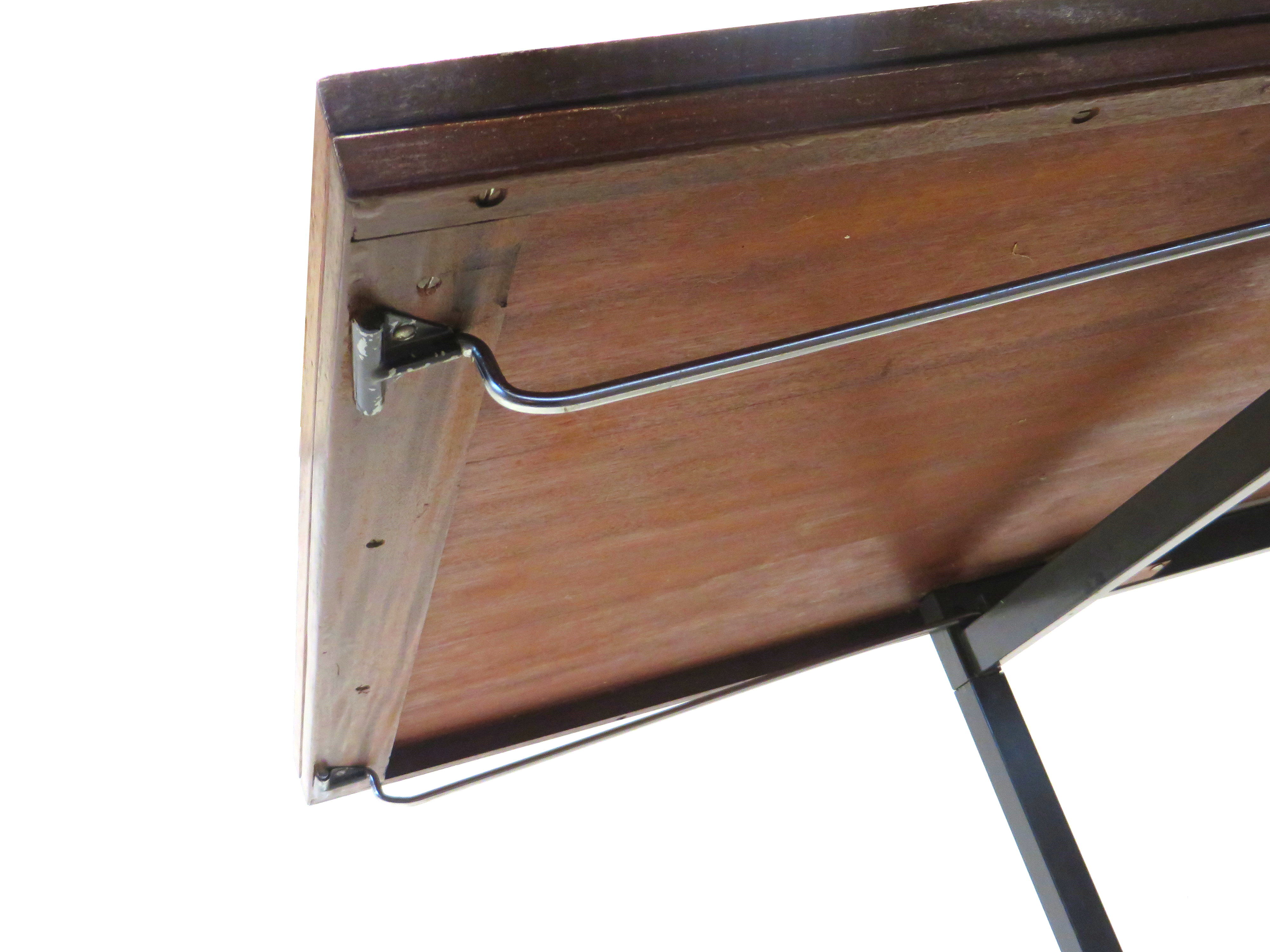 Extendable vintage dining table from Brabantia with metal frame and teak top