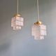 Pair of Art Deco Skyscraper satin glass pendant lights, 1930s