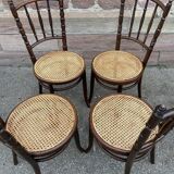 4 vintage curved wood coffee bistro chairs