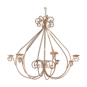 Lustre à bougies en fer forgé