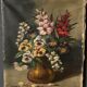 Oil on canvas by Lewarny Bouquet of flowers Mid-twentieth