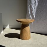 Natural solid mango side table (monoxyle) with conical legs.