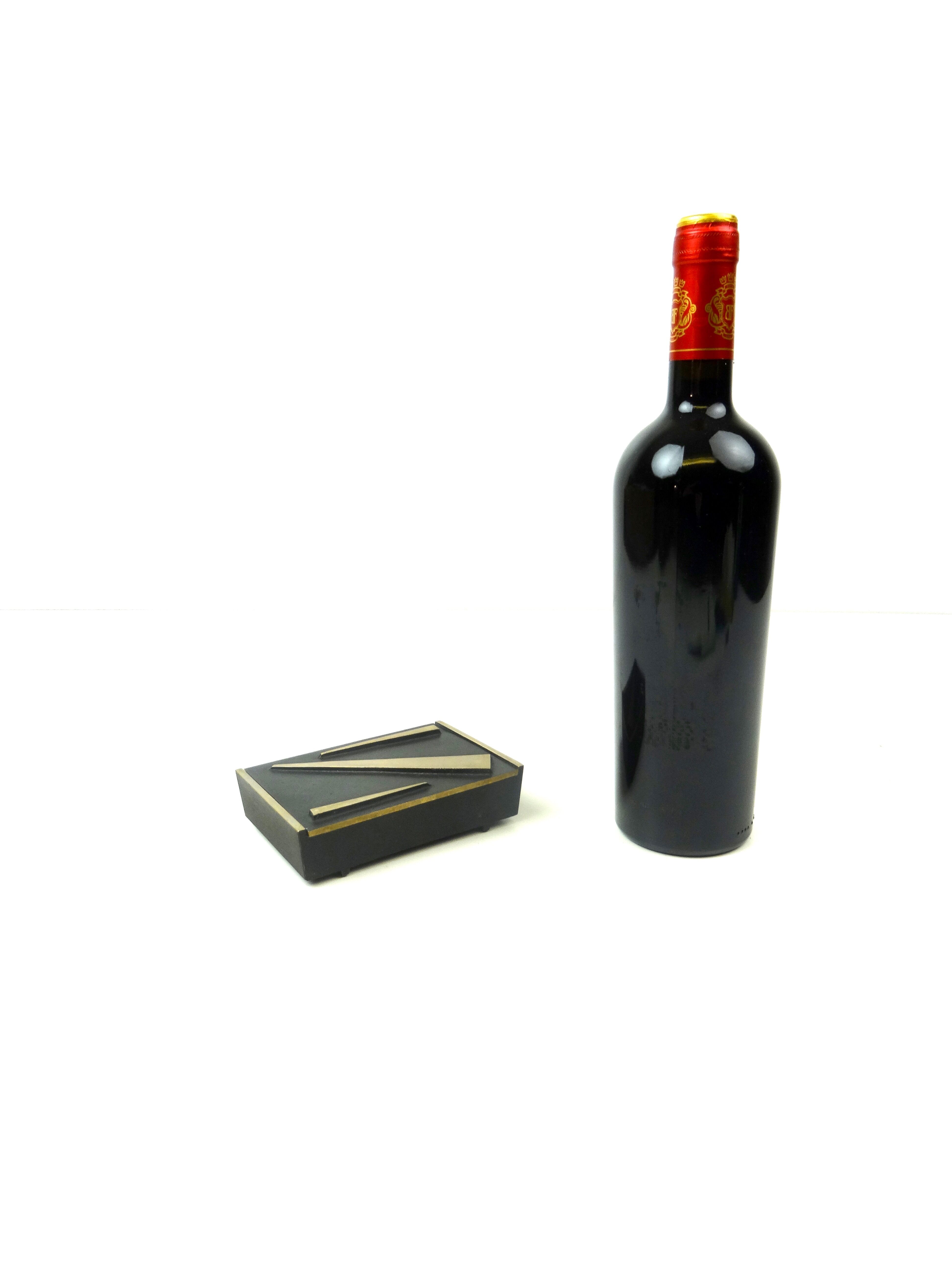 Solid bronze suprematism art deco bauhaus jewelry box signed by jacques