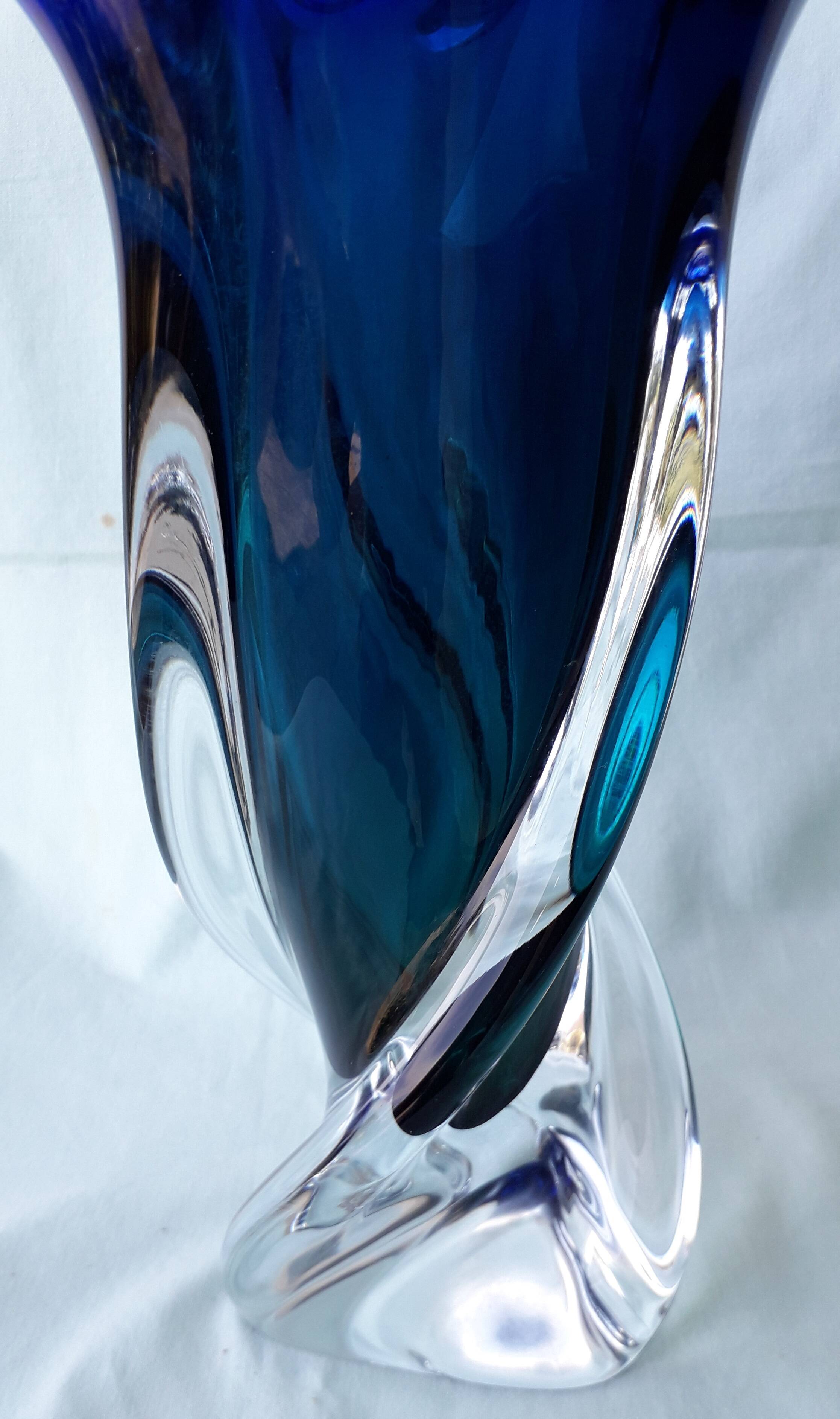 Blue glass vase in Murano style