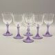 6 vintage purple stemmed liqueur glasses from France, Arques crystal