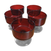5 red vintage ice cream cups