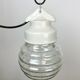 Industrial white porcelain pendant light with ribbed glass, 1970s