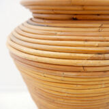 Vintage boho rattan sun vase in the style of Gabriella Crespi - H:70cm