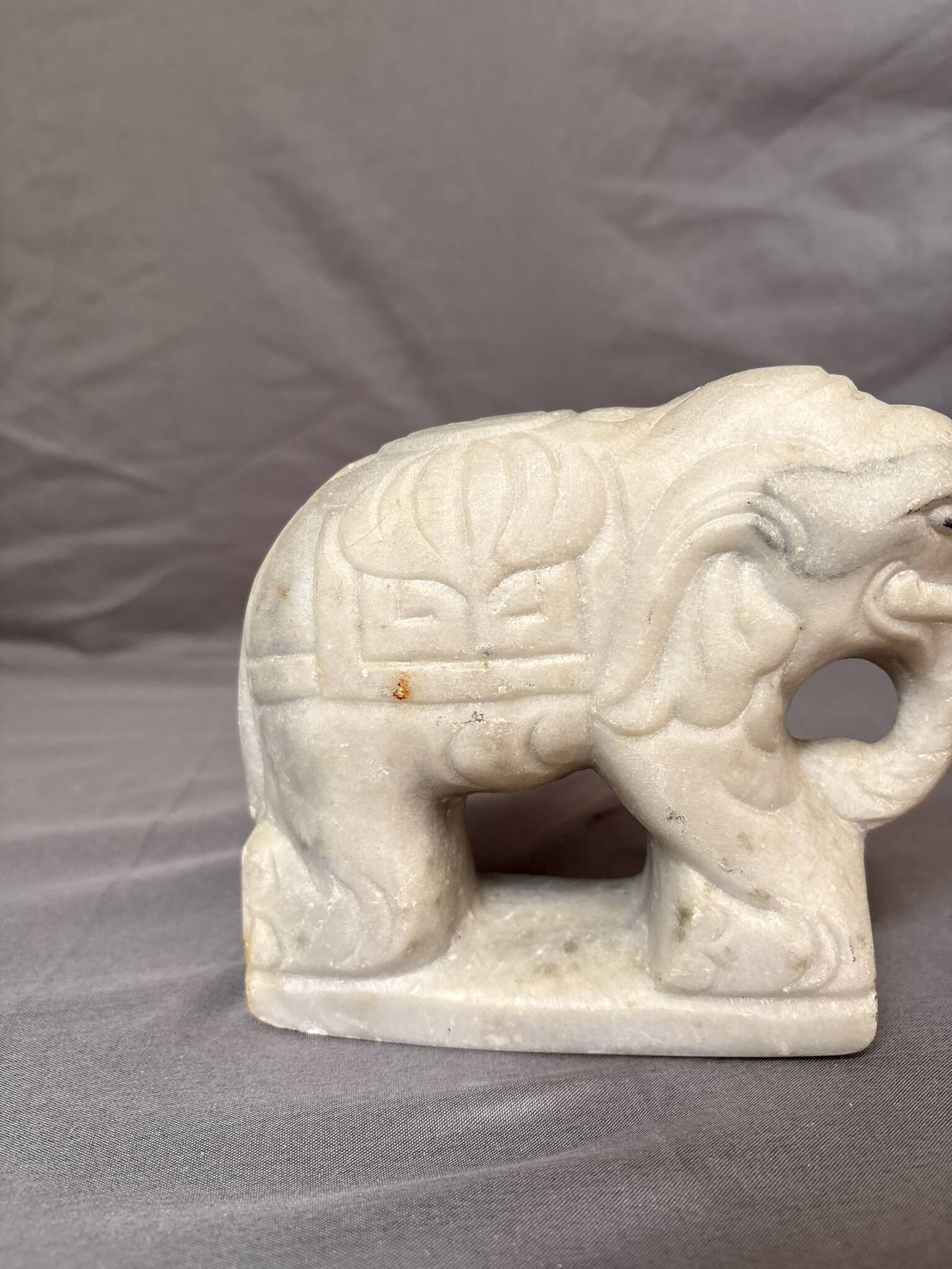 Ancient Elephant Sculpture of Apparatus Steatite Stone India Indian Howdah