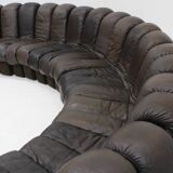 Vintage DS-600 Non stop Snake sofa by De Sede in original brown leather, 19