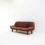 3-Seater Sofa with Great Patina in Brown Leather Upholstery