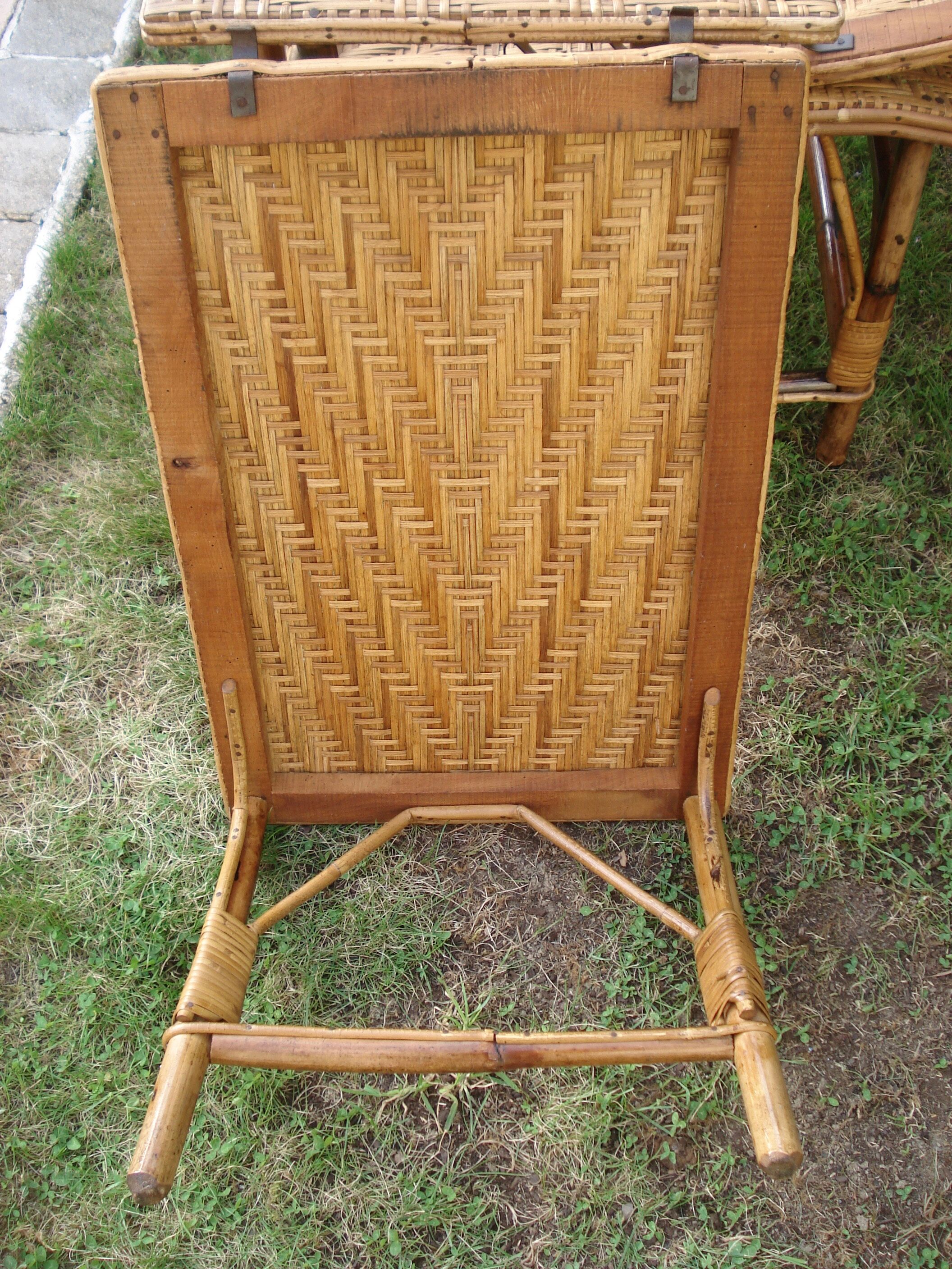 Vintage rattan chaise longue 1950