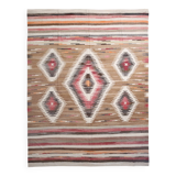 Grand Kilim Vintage Géometrique, Tons Terre & Rouge, Fait Main, 293x386 Cm