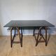 Bureau en rotin double plateau en verre fumé, années 70.