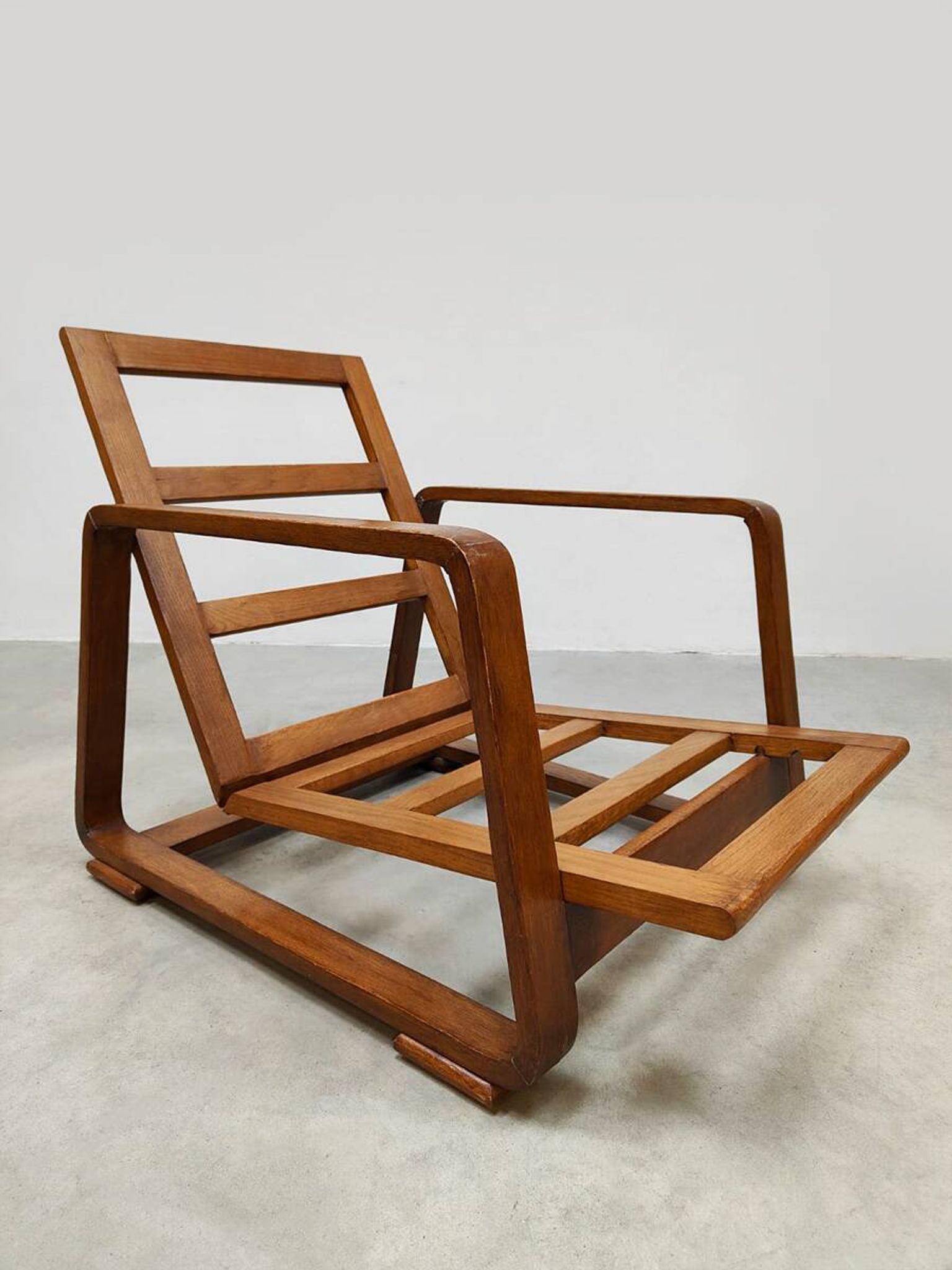 Fauteuil courbé réglable en bois courbé du milieu du siècle