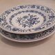 Set of two plates, flat and deep, with a country blue decoration.