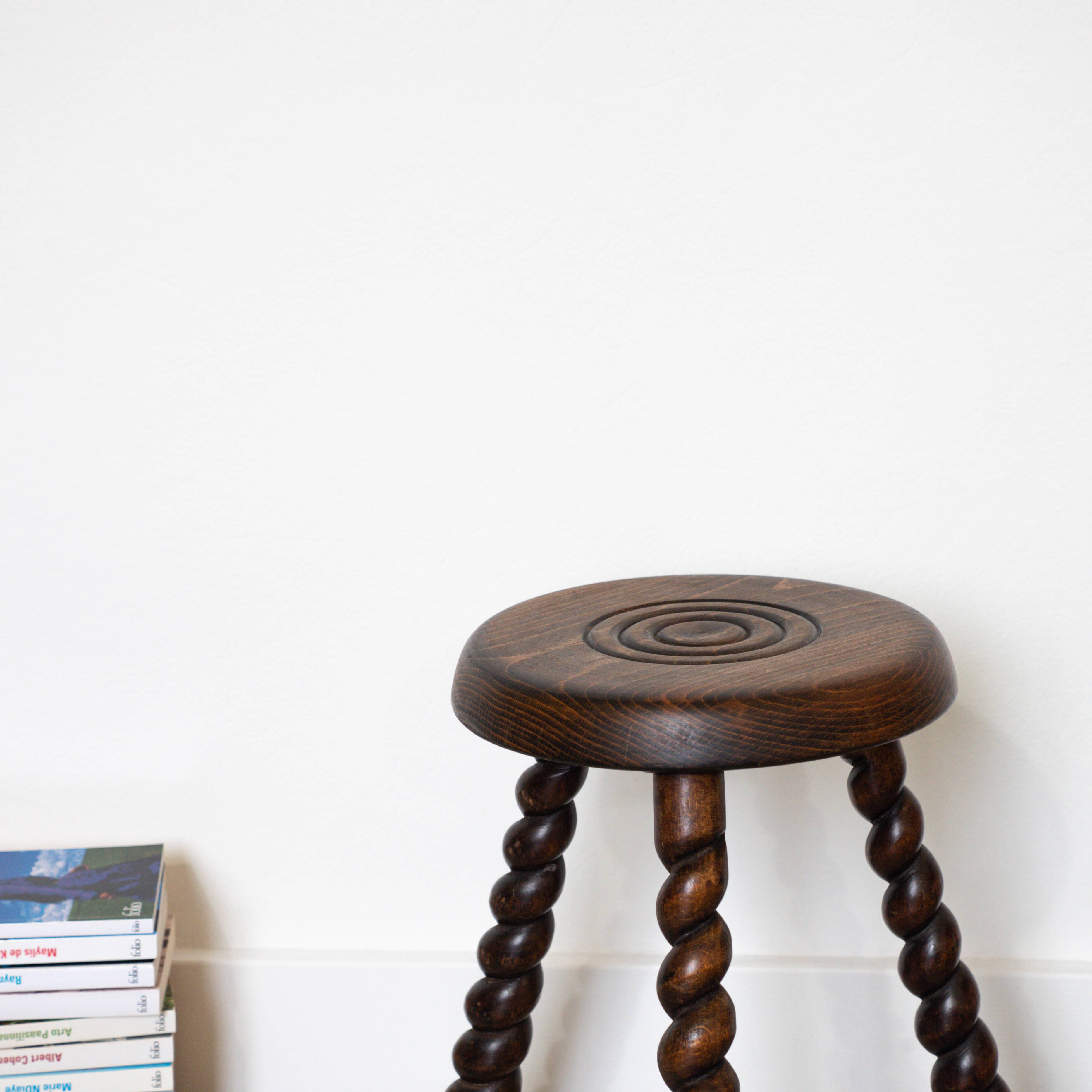 Twisted solid wood stool