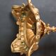 Antique three-light openwork brass church candelabrum.
