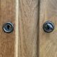 Solid raw oak school glass cabinet 1950