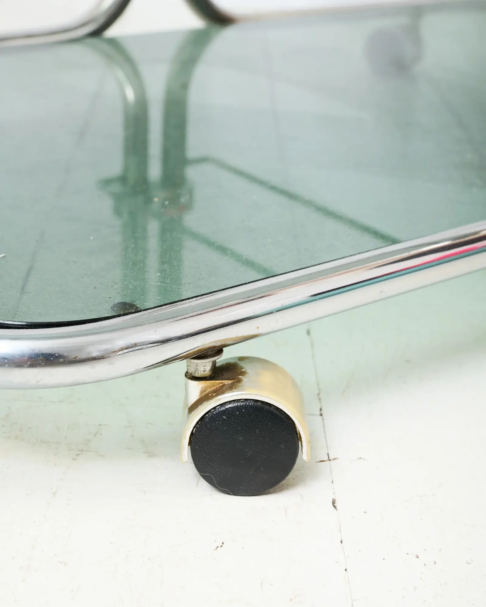 Smoked glass tubular dessert table, 1970-1980