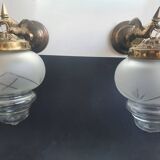 Pair of antique bronze wall sconces