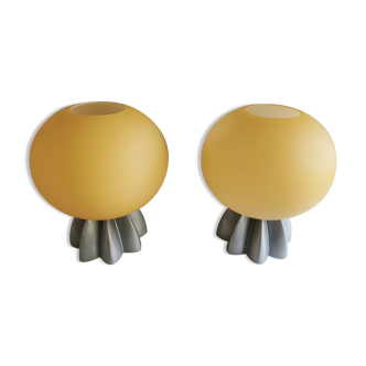 Set of 2 Foscarini table lamps, Murano glass 1980