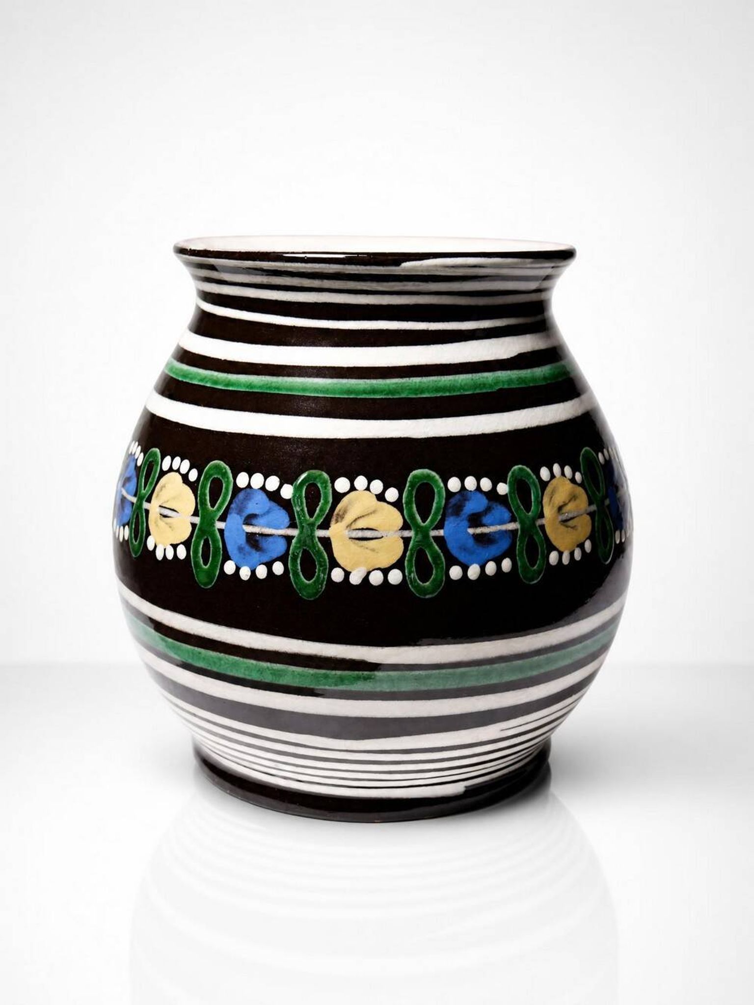 Small antique Slovak vase from Pozdišov in glazed terracotta, 1920s-1930s.