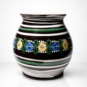Small antique Slovak vase from Pozdišov in glazed terracotta, 1920s-1930s.