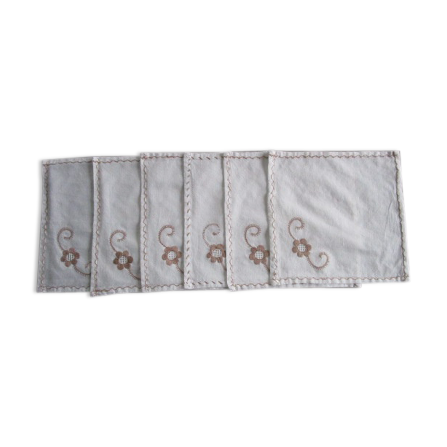 Lot of 6 antique tea towels embroidered