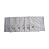Lot de 6 serviettes à thé anciennes brodées