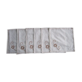 Lot de 6 serviettes à thé anciennes brodées