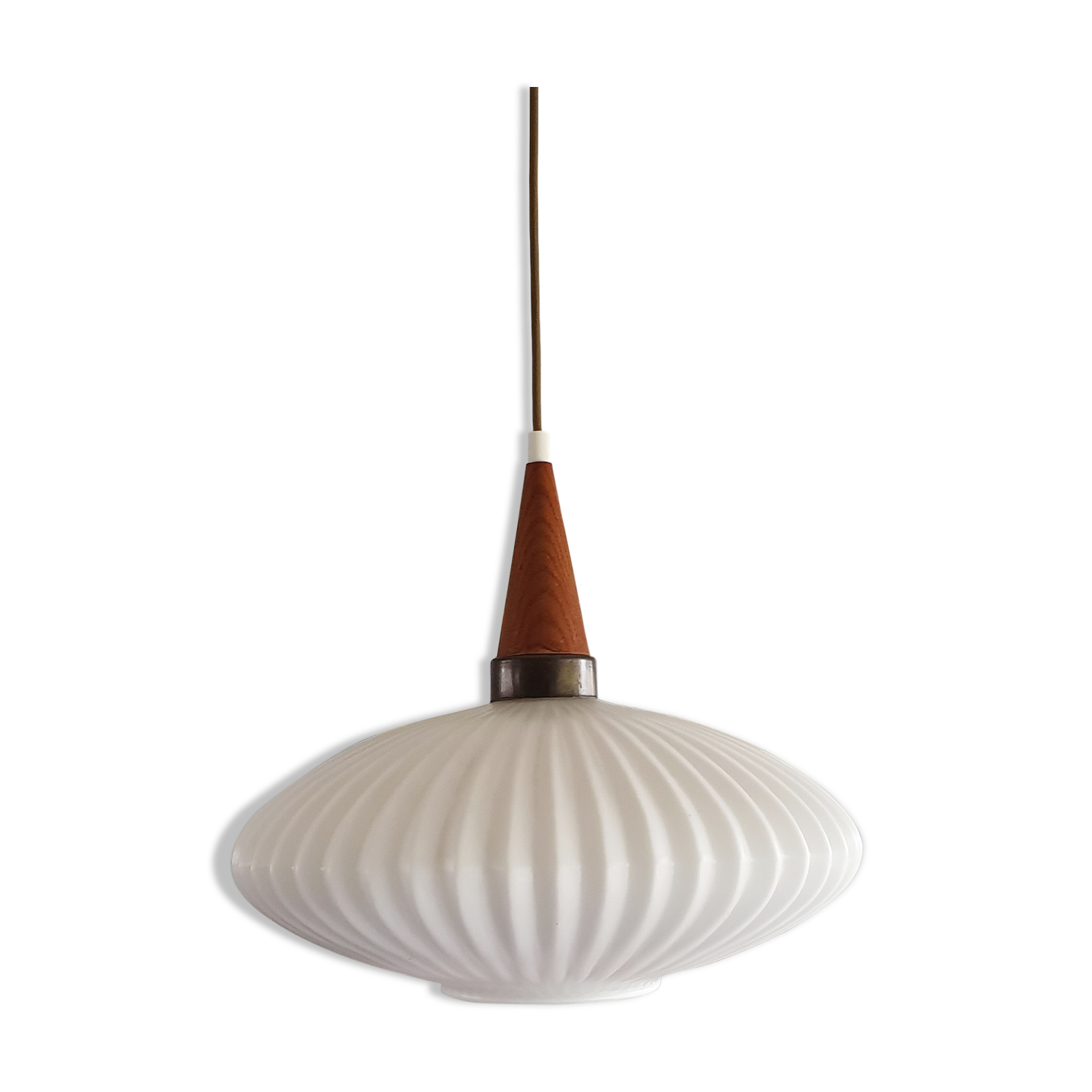 Seventies pleated glass pendant light, space, Danish design