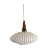 Seventies pleated glass pendant light, space, Danish design