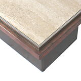 Set of 2 coffee tables from Belgo Chrom with travertine top made in the 1970s