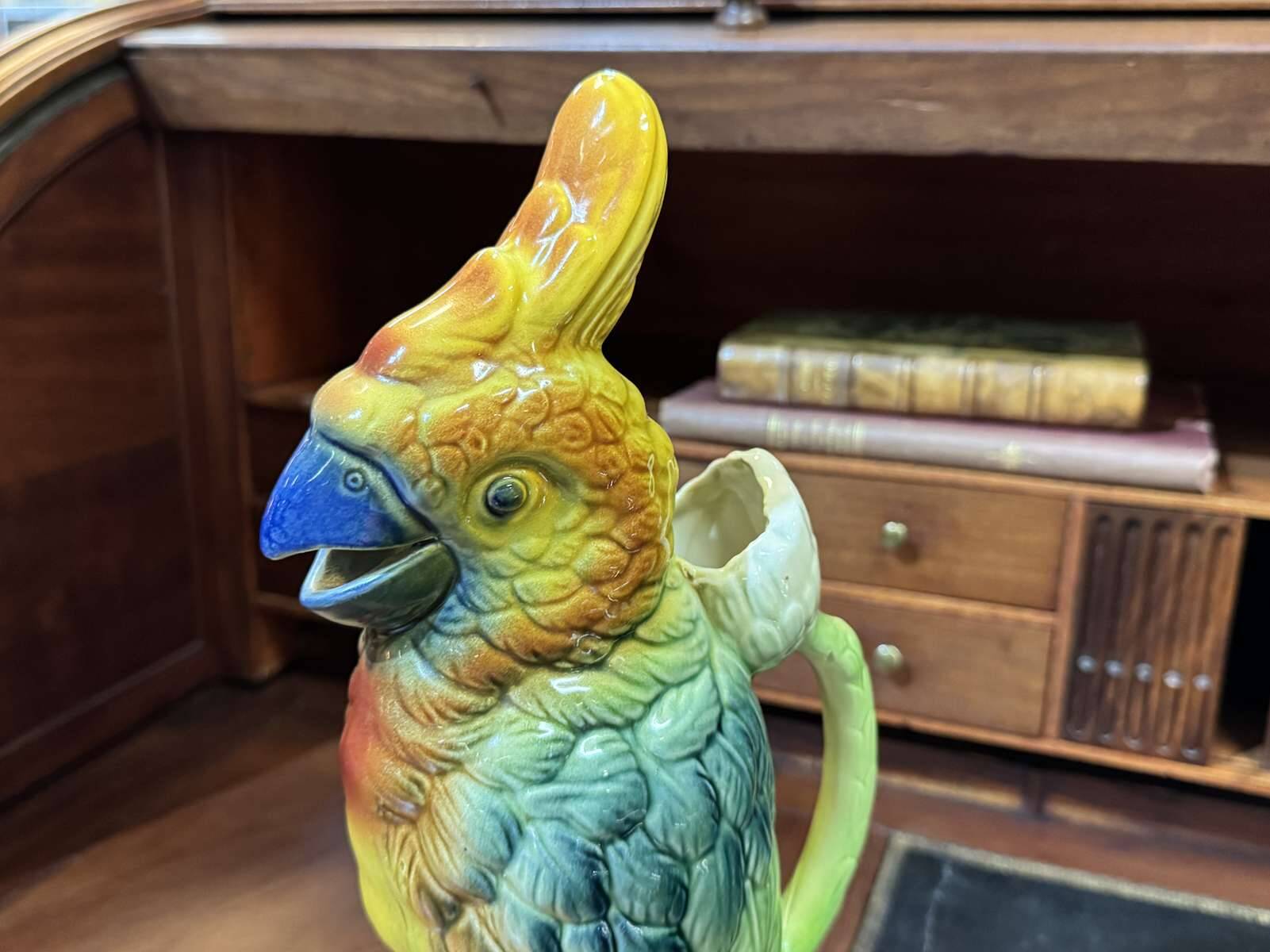 St Clément earthenware jug, parrot from the 1950s.