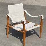 Vintage safari chair 1960s Denmark with canvas minimalist design
