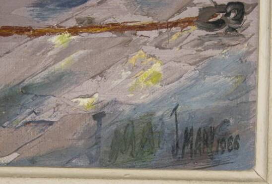 oil painting on canvas, marine signed J. Mary, La Rochelle