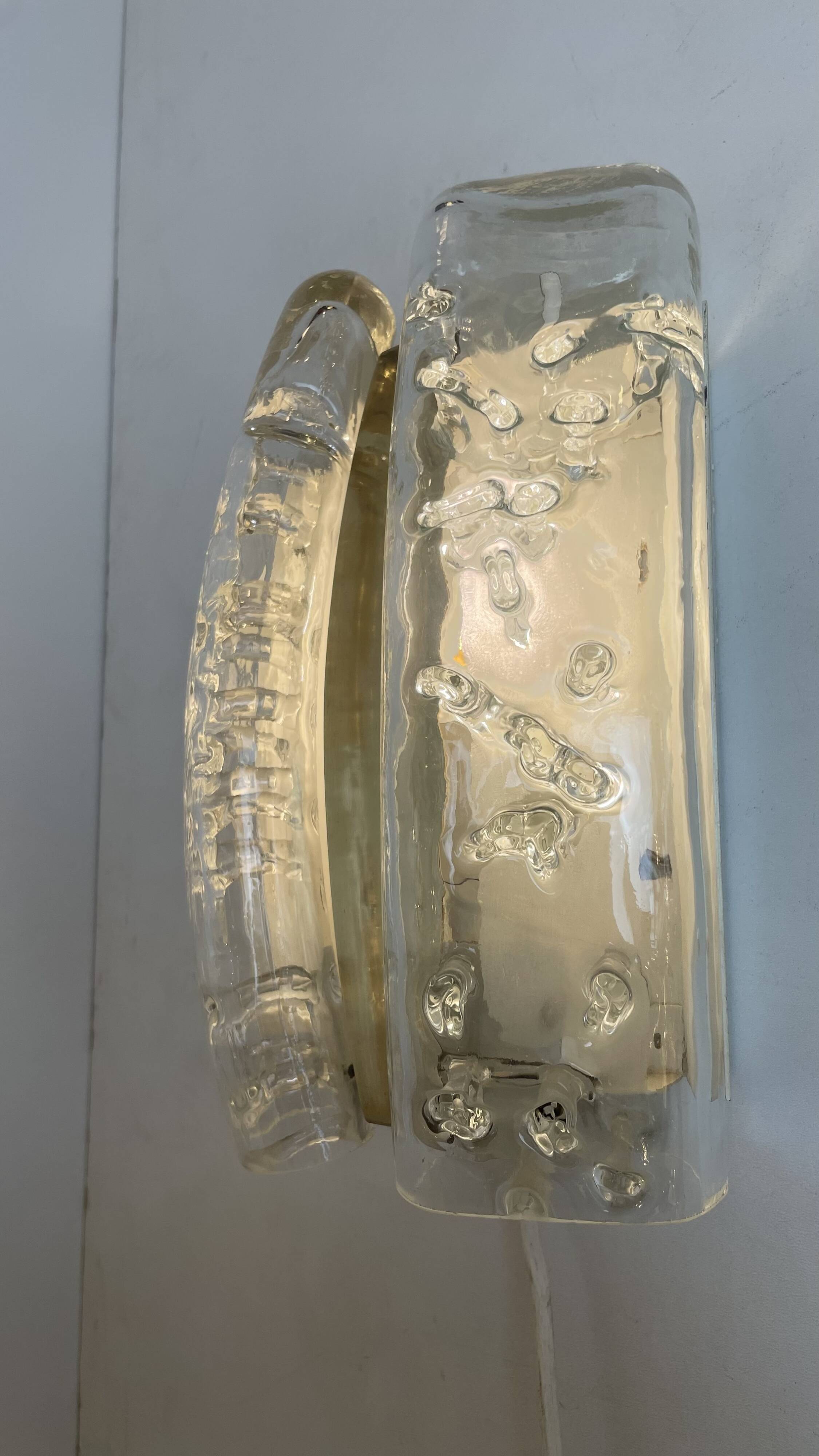 Glass and brass wall lights by Doria, 1960s