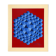 Sérigraphie originale signée à l'encre bleue Victor Vasarely "hexa triangle" circa 1970