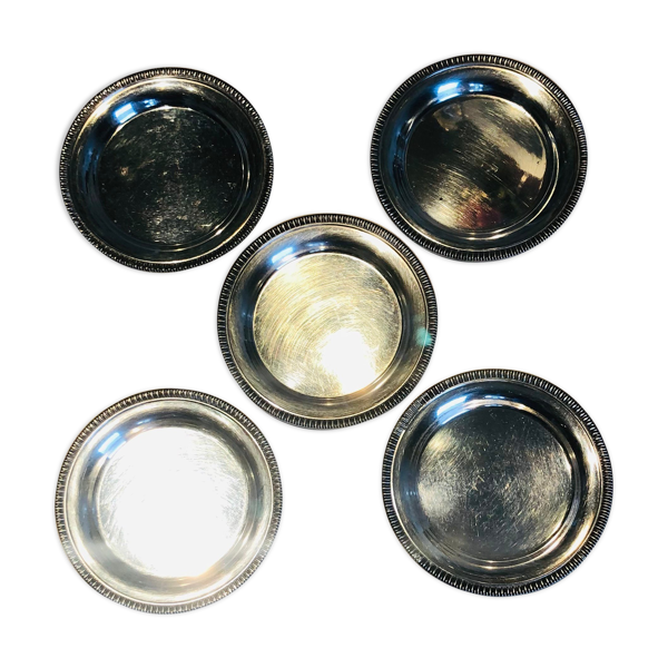Ensemble de 5 sous verres en métal argenté
