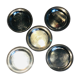 Set of 5 silver metal underglasses