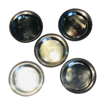 Ensemble de 5 sous verres en métal argenté