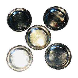 Set of 5 silver metal underglasses