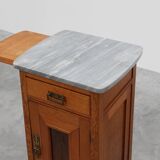 Rare pair of Art Nouveau nightstands with copper plaquette by Geo Verbanck,