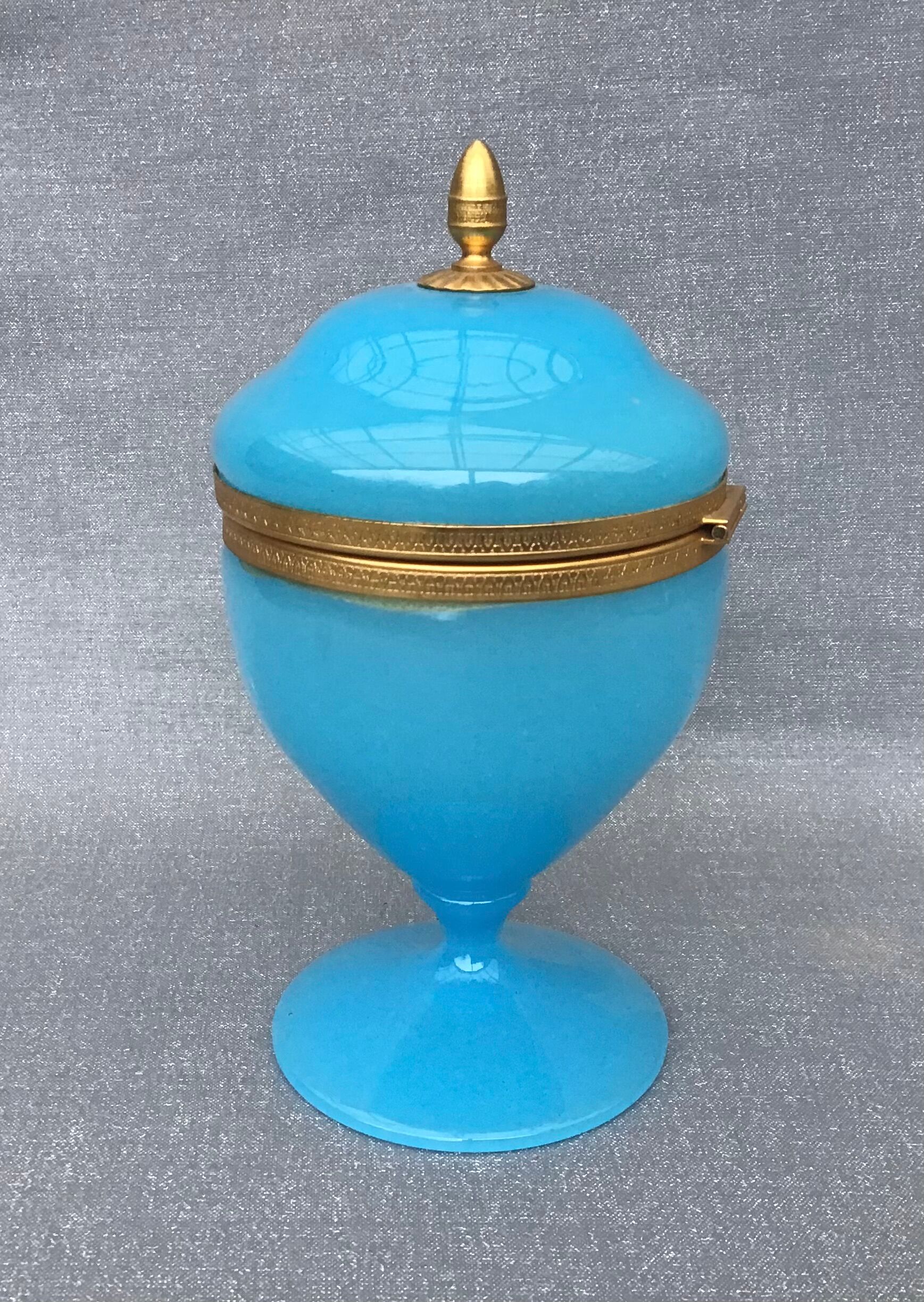 Blue Florentine opaline box gilded metal frame