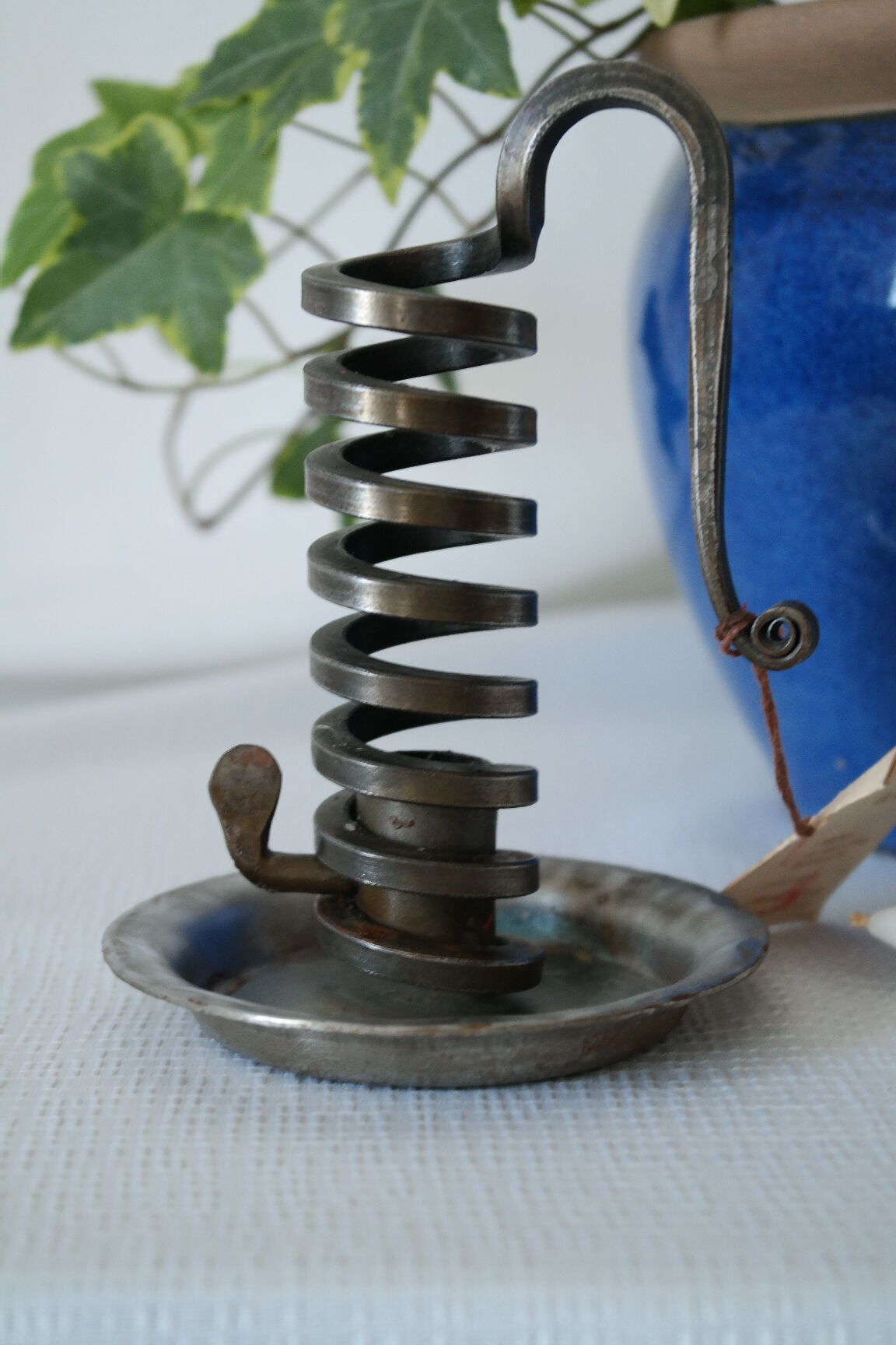 Candlestick cellar rat spiral iron artisanal Bouillot vintage