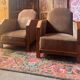 Pair of Art Deco club armchairs, renovated