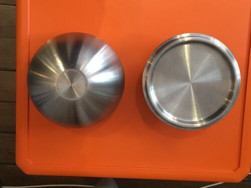 1970s vintage bowling ball ice bucket in brushed steel
